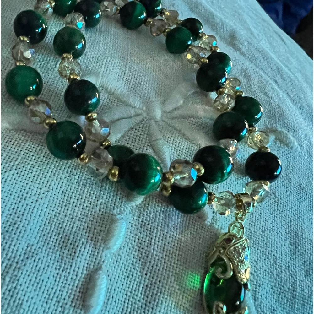 Natural Stone Tiger Eye Pixiu Bracelestretch‎ green tigers eye